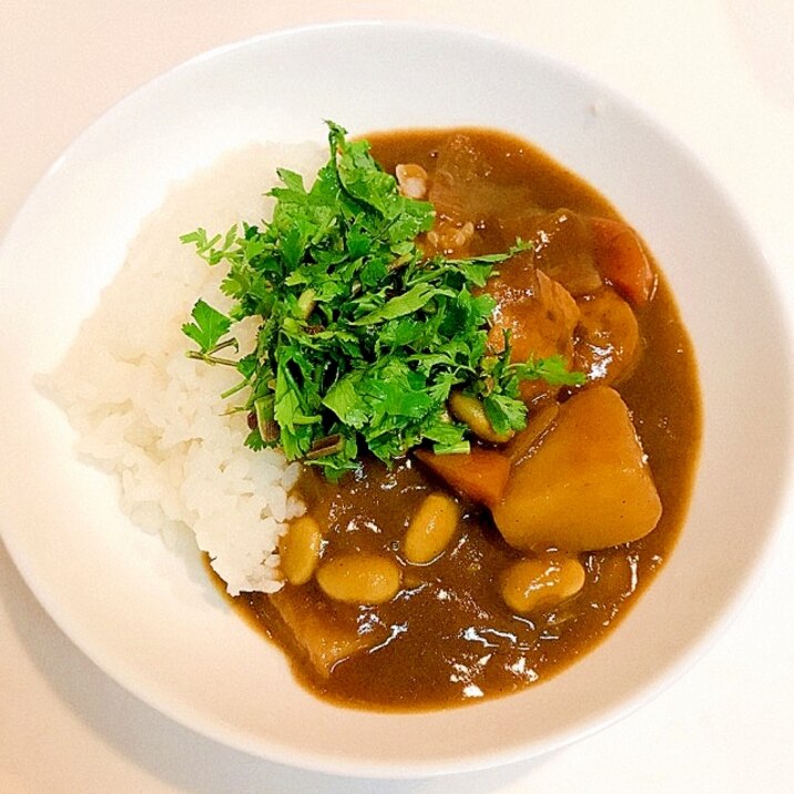 大人気☆鶏団子と青豆のカレーライス